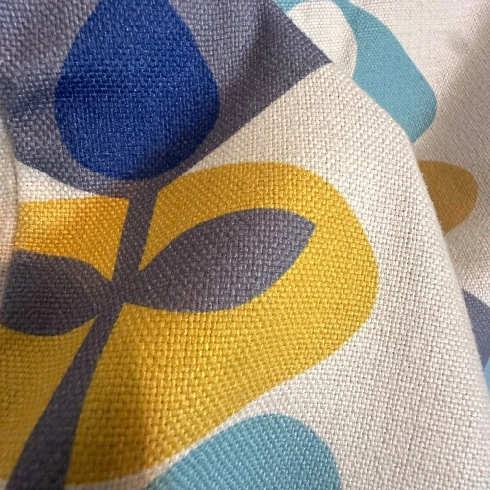 Scandi Modern Pillow Cover Set of Four Floral Bird Pillow Cotton Linen Retro MCM